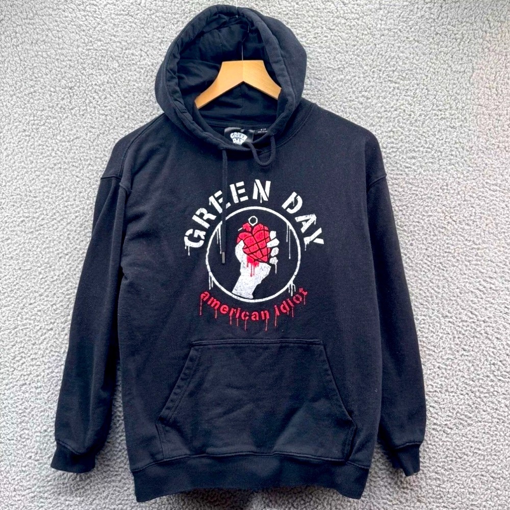 Green Day Official American Idiot Black Sweatshirt Hoodie Size XL